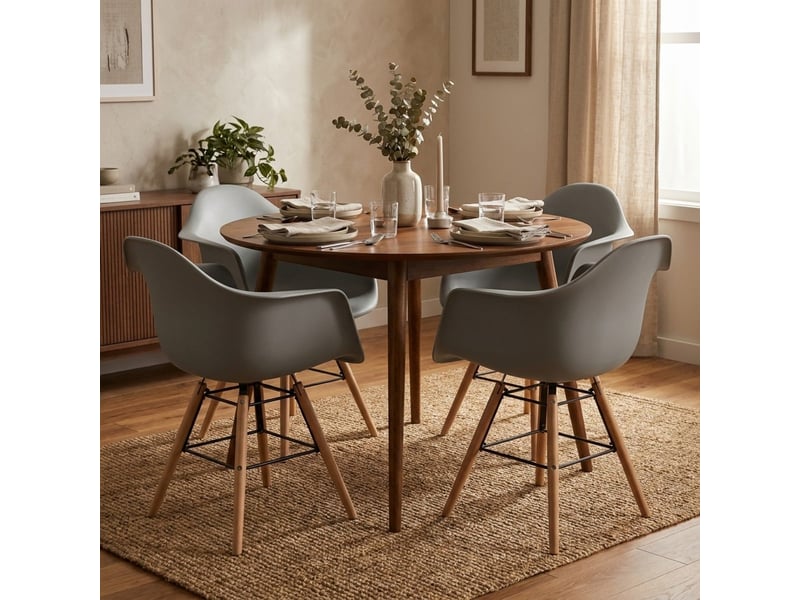  Fauteuil en polypropylène pieds en bois jacqueline - gris  - Conforama B