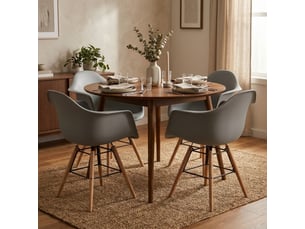 Fauteuil en polypropylène pieds en bois jacqueline - gris