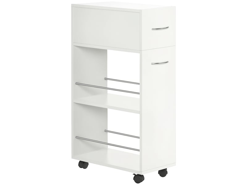  Desserte de cuisine 1 tiroir et 2 étagères à roulettes blanc 25 x 50 x 85 cm  - Conforama A