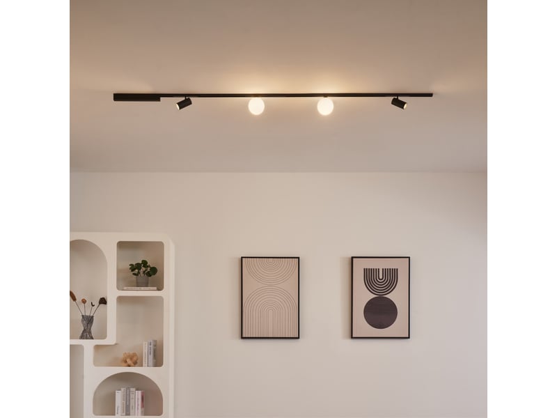 Lampes sur rail magnétique 2 m noir 2 spots et 2 boules 20w led - lyne Lyne - Conforama D