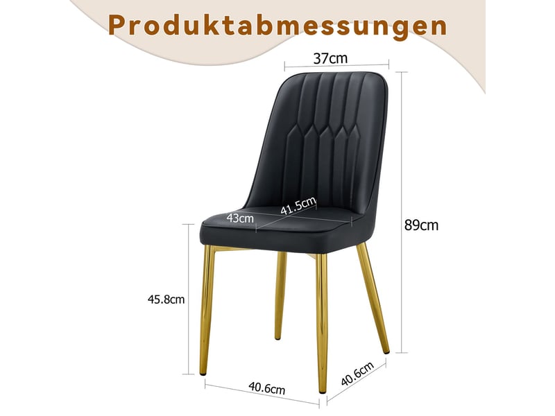  Chaise de salle à manger 2 pièces design moderne style minimaliste simili cuir noir assise élargie dossier pieds métal antidérapants  - Conforama A