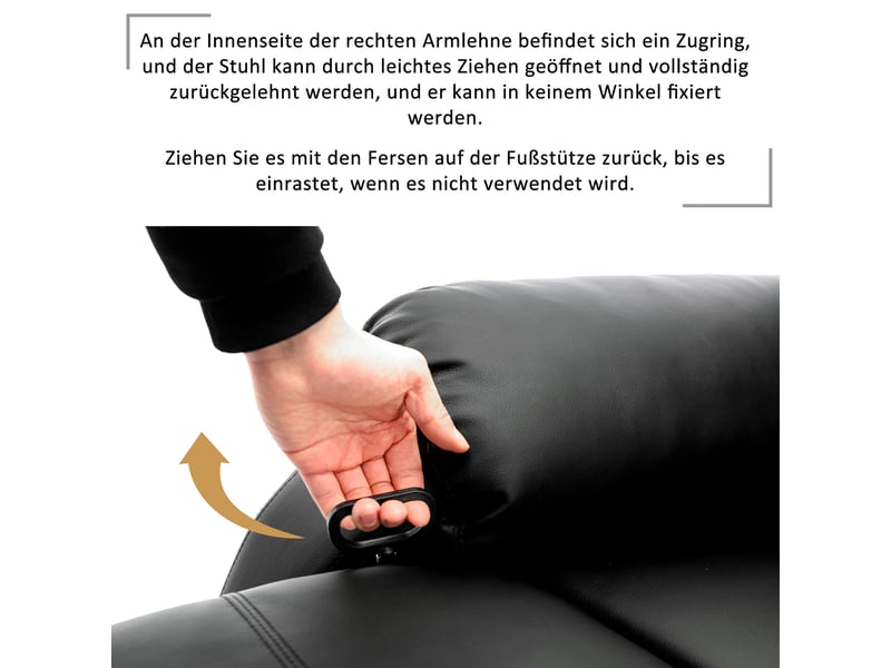  Fauteuil relax manuel en simili cuir pu, avec repose-pied intégré et poche latérale, pour salon et chambre  - Conforama D