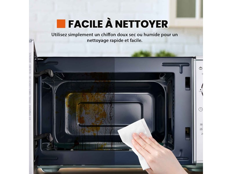 Micro-ondes avec grill 3-en-1 galanz, 5 niveaux, commandes mécaniques, facile à nettoyer (argentnoir)  - Conforama E
