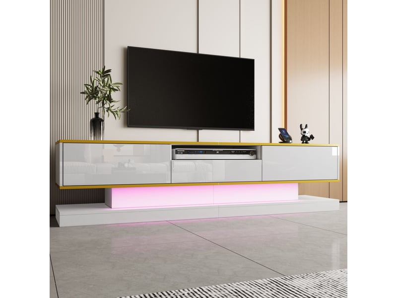  Meuble tv 180x40x50, design moderne avec tiroirs et led colorée meuble tv  - Conforama B