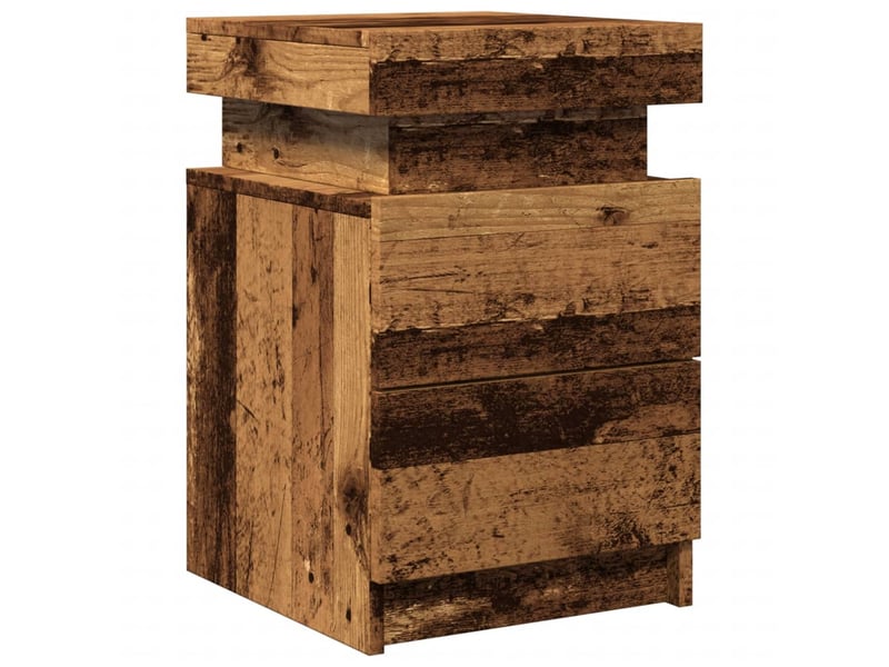 Lot de 2 tables de chevet - cabinet de chevet - table de nuit avec led vieux bois bois d'ingénierie - Conforama D