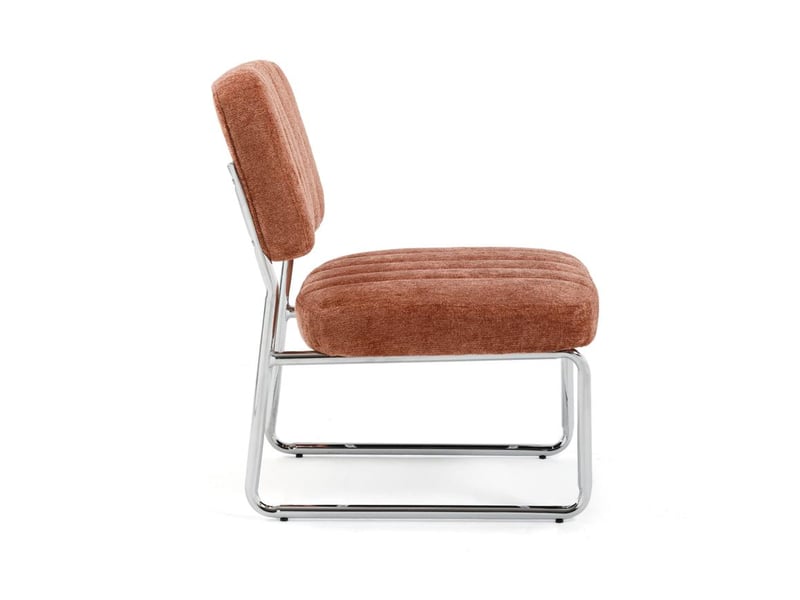  Fauteuil terracotta rembourré pieds chromés et tissu chenille - paola PAOLA - Conforama E