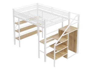 Lit mezzanine 140x220 cm WISHDOR coloris blanc