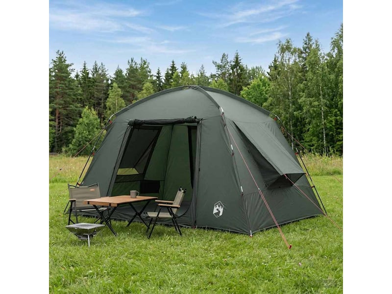 Tente de camping, tente cabane 4 personne vert armée polyester - Conforama B
