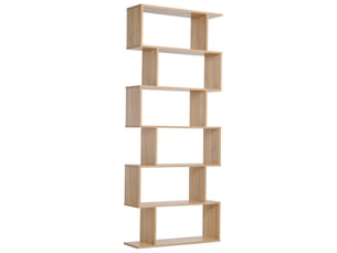 Bibliothèque étagère zig zag design contemporain 80l x 23l x 192h cm 6 niveaux coloris chêne clair