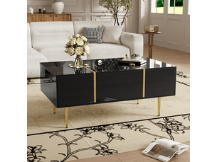 Table basse rectangulaire coloris noir OKWISH  - 60 cmx100 cm