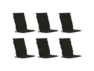 Lot de 6 coussins de chaise à dossier haut gemert noir cf59383