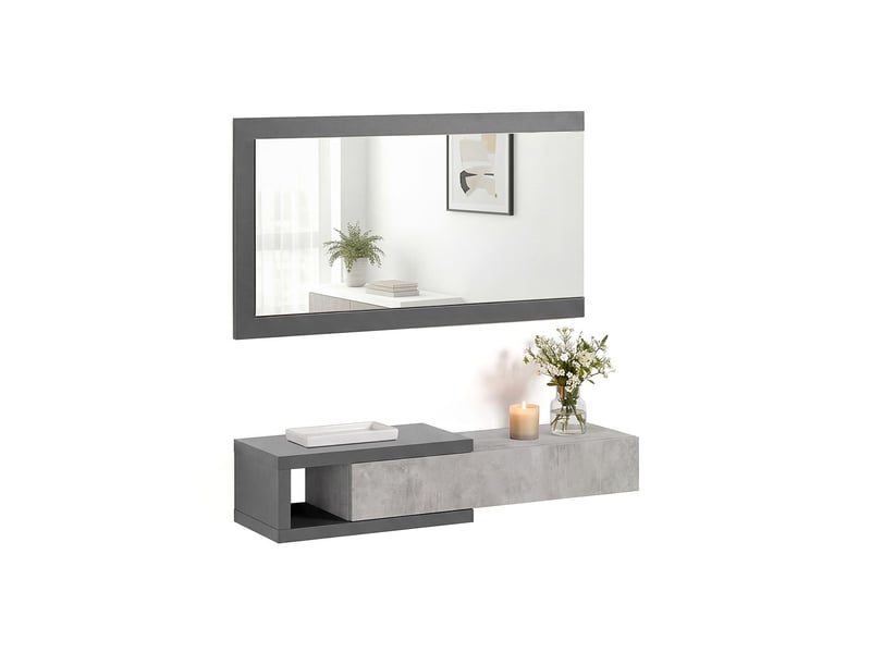 Armoire de couloir derek avec miroir gris grafito - gris cemento 95 x 19 x 26 cm REC26A01GE - Conforama D