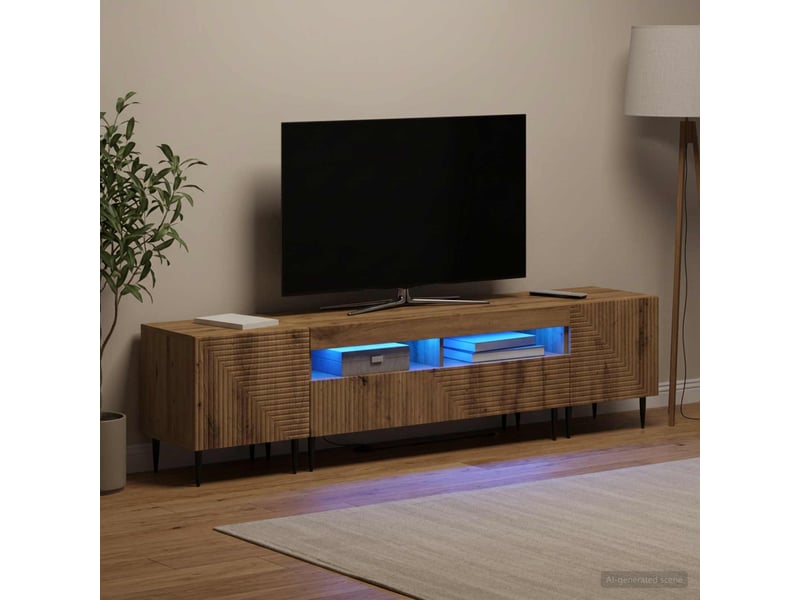  Ensemble de 3 meubles tv led chêne artisanal bois d'ingénierie shl35141  - Conforama C