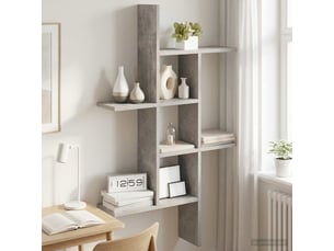 Étagère flottante, étagère murale gris béton 61 x 15 x 102 cm bois d'ingénierie cf42350