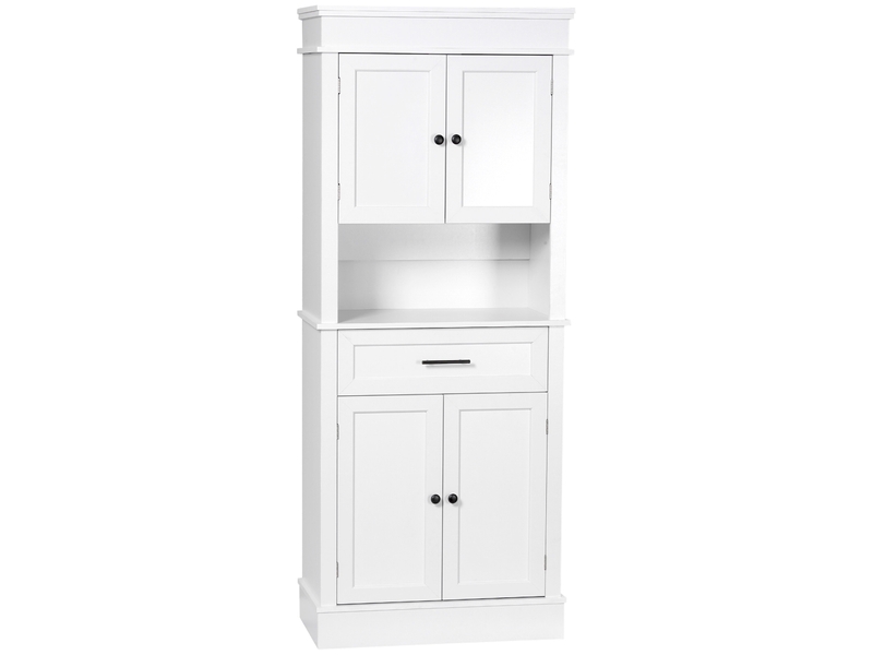 Buffet de cuisine armoire de cuisine multi-rangements 2 placards 2 portes tiroir niche mdf particules panneaux e1 blanc - Conforama B