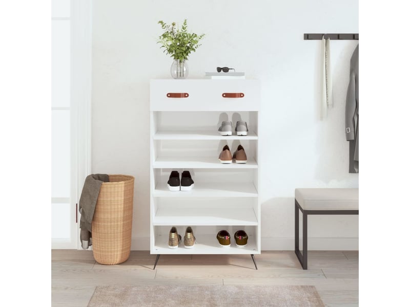  Meuble à chaussure | armoire à chaussure blanc brillant 60x35x105 cm bois ingénierie  - Conforama B