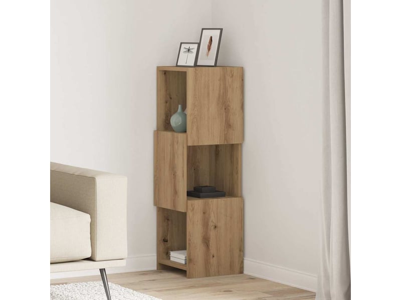  Meuble d'angle, meuble de rangement salon 30,5x30x95cm bois d'ingénierie chêne artisanal  - Conforama B