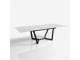 Table extensible en céramique et acier 160200240 x 91 mohill evo - effet marbre blanc