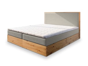 Lit avec rangement 140x200 cm <strong>MASSENO</strong> <strong></strong> coloris beige