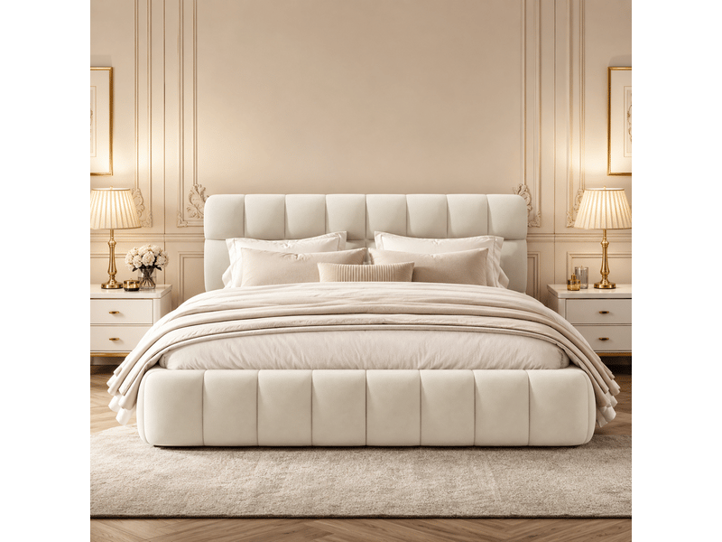  Lit double rembourré 160x200 cm, lit bubble avec sommier à lattes et tête de lits capitonne , lit double 2 personnes,lit queen avec un design unique,cadre de lit pour adulte adolescents, sans matelas, lin, beige, structure de li…  - Conforama C