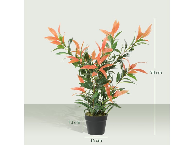  Photinia artificielle de 90 cm, 300 feuilles, branches ajustables, 45 x 45 x 90 cm, rouge et verte  - Conforama E
