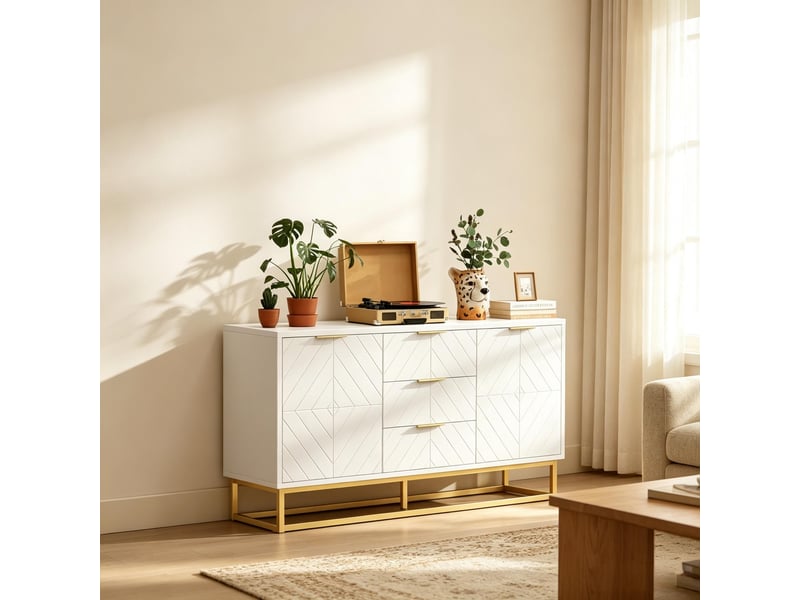  Buffet rangement modèle modern, avec tiroirs et portes, commode multifonction 1 pièce  - Conforama D