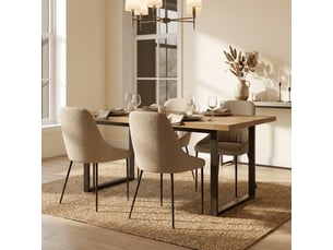 Lot de 4 chaises rembourrées en tissu facile à nettoyer harmony - beige