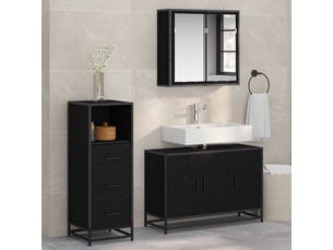 Ensemble de mobilier de salle de bain 3 pièces chêne noir cf64460