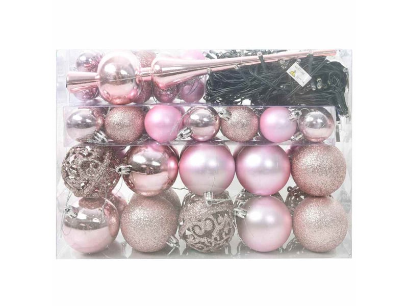  Ensemble de boules de noël 61 pcs 150 led blanc chaud ø 6 cm  - Conforama C