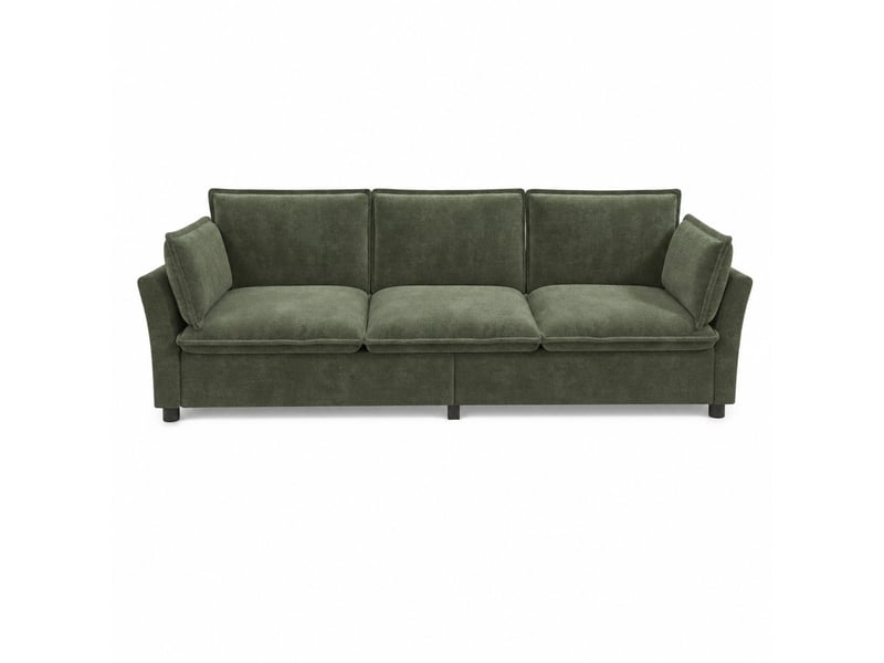  Sofa modulaire 3-1-1 en tissu chenille vert, canapé 3 places + 2 fauteuils avec coussins N653P402QQ-113 - Conforama A