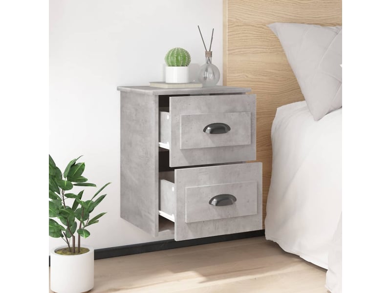  Lot de 2 tables de chevet - cabinet de chevet - table de nuit murales gris béton 41,5x36x53 cm  - Conforama C