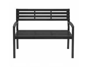Banc de jardin extérieur 115 x 55 x 85 cm avec dossier et accoudoirs noir