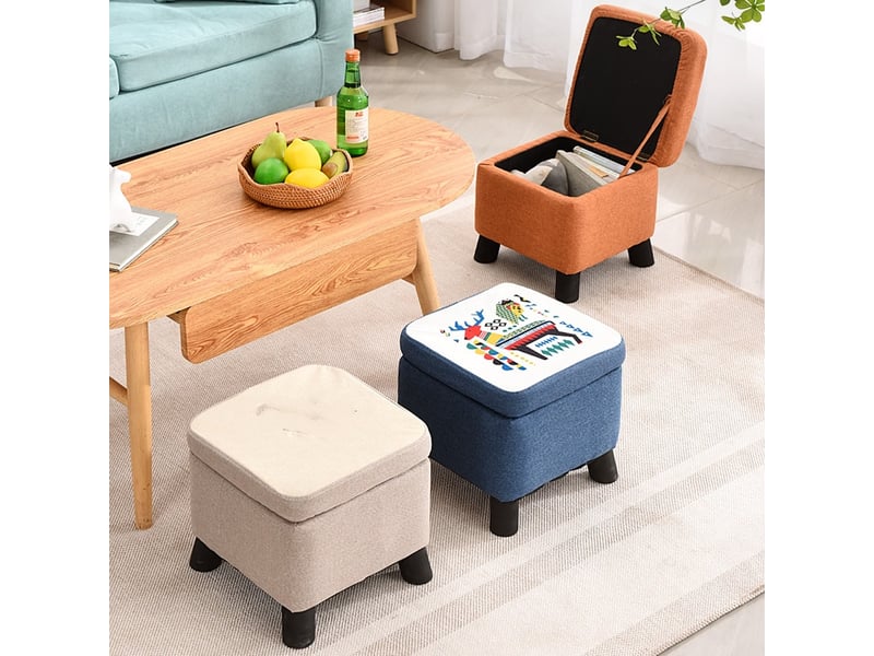  Repose-pieds avec rangement beige 33x33x30cm  - Conforama C