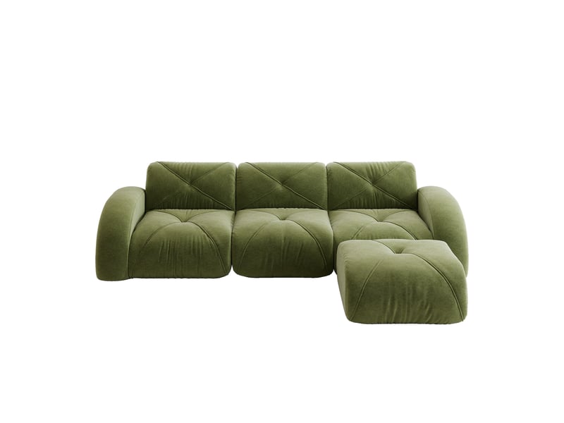  Canapé d’angle réversible 3 places en tissu vert, 281 cm, avec 1 poufs W3325S00355 - Conforama A