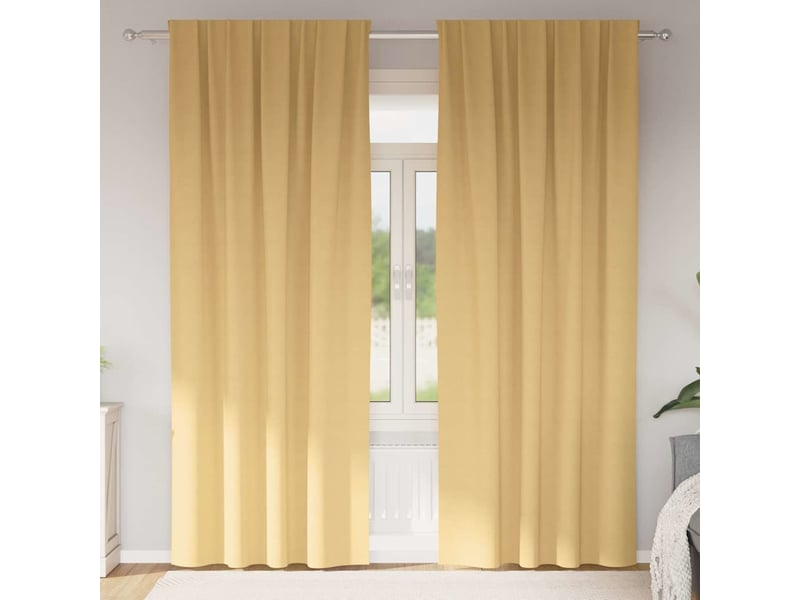  Lot de 2 rideaux occultants, rideaux black-out avec anneaux beige 225 x 140 cm cf44565  - Conforama B