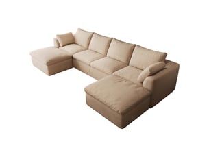 Canapé modulable en u cloud 6 places 310 x 155 cm, mousse compressée, tissu kaki