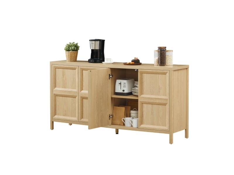  Meuble de tv 160cm, buffet sideboard moderne avec ouverture tip-on, charnières soft-close et fixation murale anti-bascule  - Conforama A