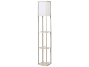 Lampadaire étagère 26l x 26l x 160h cm 3 étagères 4 niveaux mdf gris clair