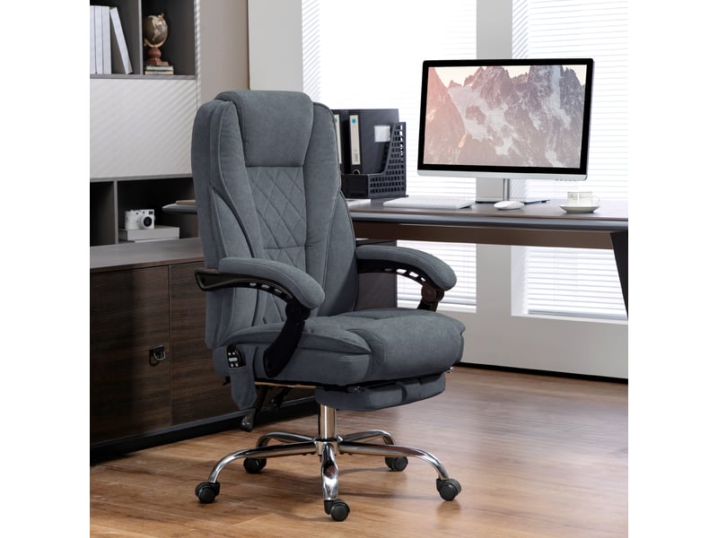  Fauteuil de bureau massant et chauffant, chaise de bureau, 67x72x119cm, gris foncé  - Conforama D