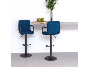 Lot de 2 tabouret de bar, chaise de bar bleu velours shl75047