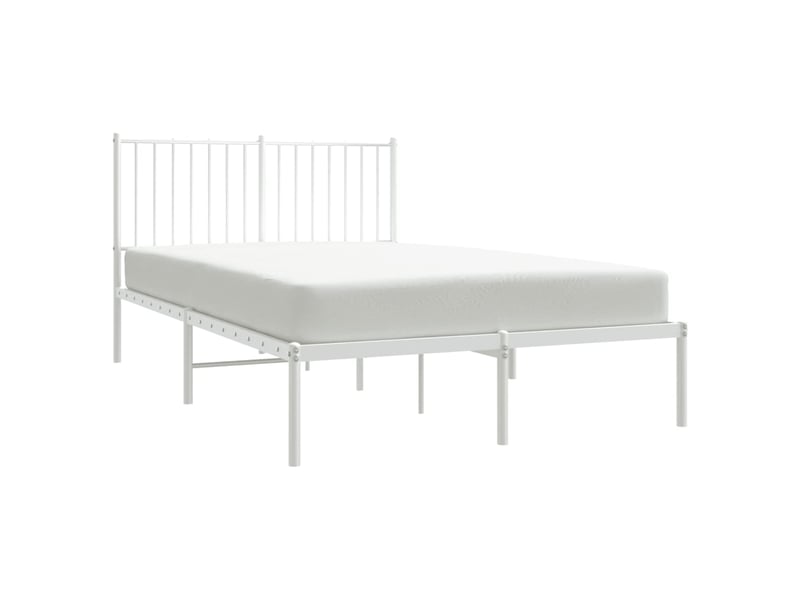  Lit double- lit adulte -  cadre de lit métal sans matelas et tête de lit blanc 120x200 cm  - Conforama C