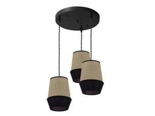 Plafonnier suspendu fabrilamp campana jutenoir 3 x e27 hauteur réglable 38-120 cm 36x36 cm