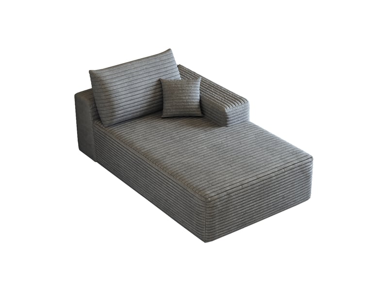  Canapé convertible avec méridienne droite en velours côtelé gris, 1 place, sans montage  - Conforama A