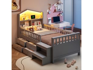 Lit simple 90x200 cm <strong>SAPGAKS</strong> <strong></strong> coloris gris