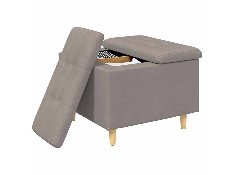  Ottoman, repose pied salon avec rangement taupe 60x60x45 cm tissu  - Conforama C