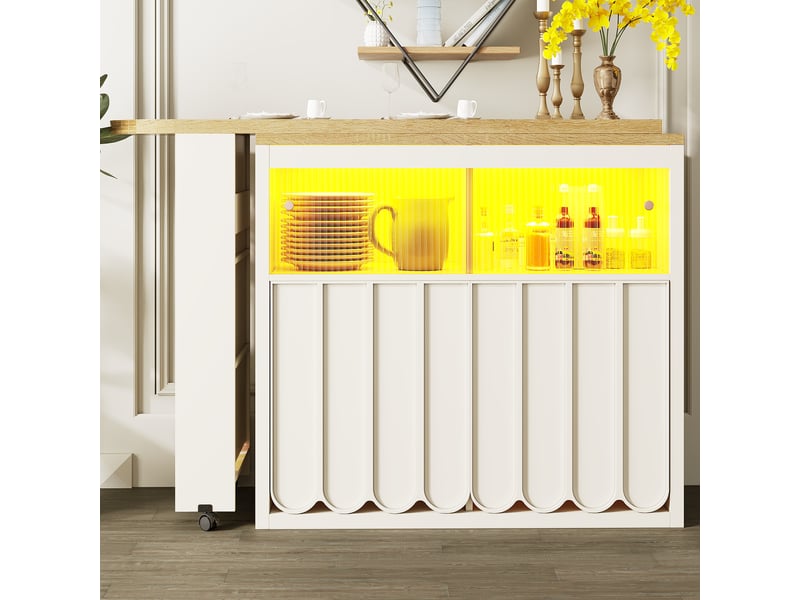  Table de bar blanc - 205 cm led mdf table de bar blanc - Conforama D