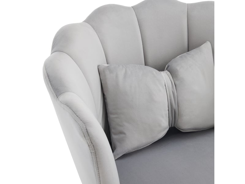  Lot de 2 fauteuils 58x63x77 cm, dossier à pétales, pieds en métal doré, coussins décoratifs, confortable, velours gris  - Conforama E