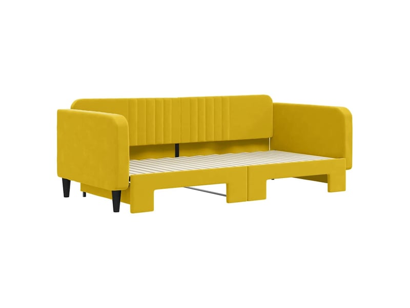 Lit simple- lit adulte -  lit de jour avec lit gigogne jaune 100x200 cm velours  - Conforama B