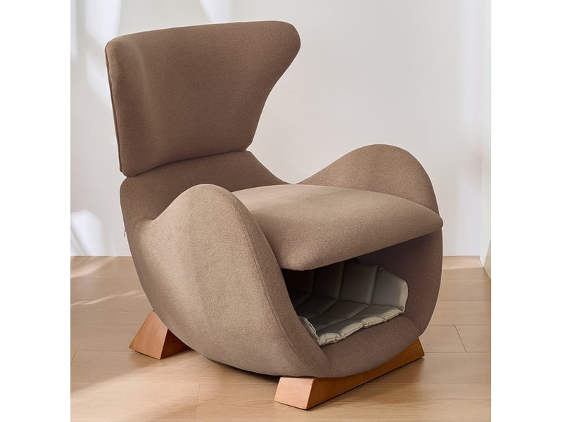Fauteuil lounge 1 place marron avec niche pour félins et petits chiens - Conforama E