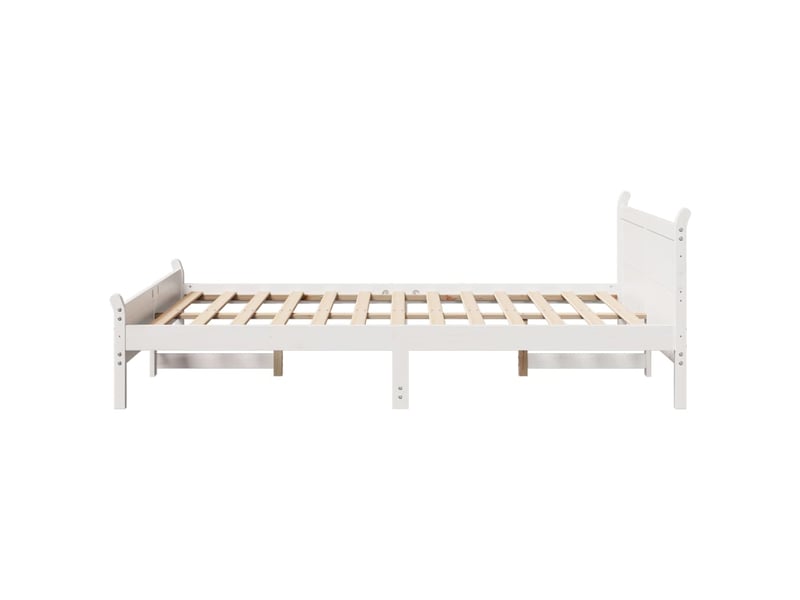  Lit double- lit adulte -  cadre de lit sans matelas blanc 150x200 cm bois de pin massif  - Conforama D